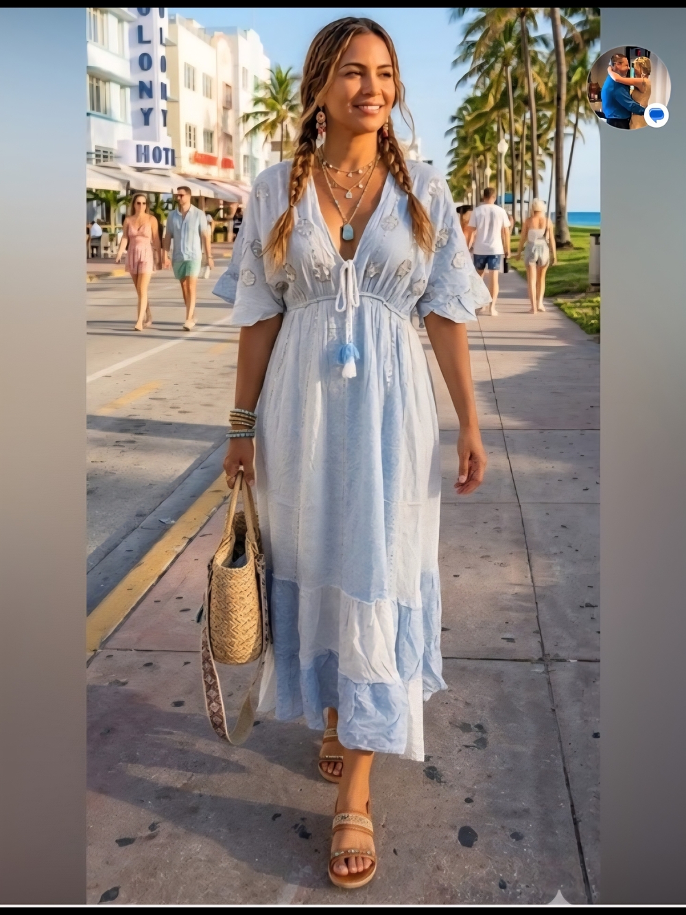 Light Blue Embroidered Maxi Dress - Breezy Summer Style Made In Italy